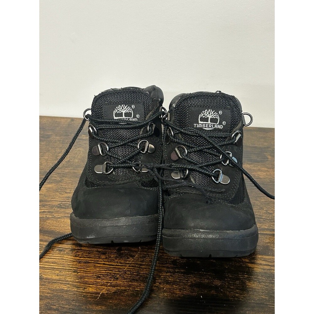 Timberland Kids Field Boots In Black Nubuck Leather Size 1.5 M Youth
